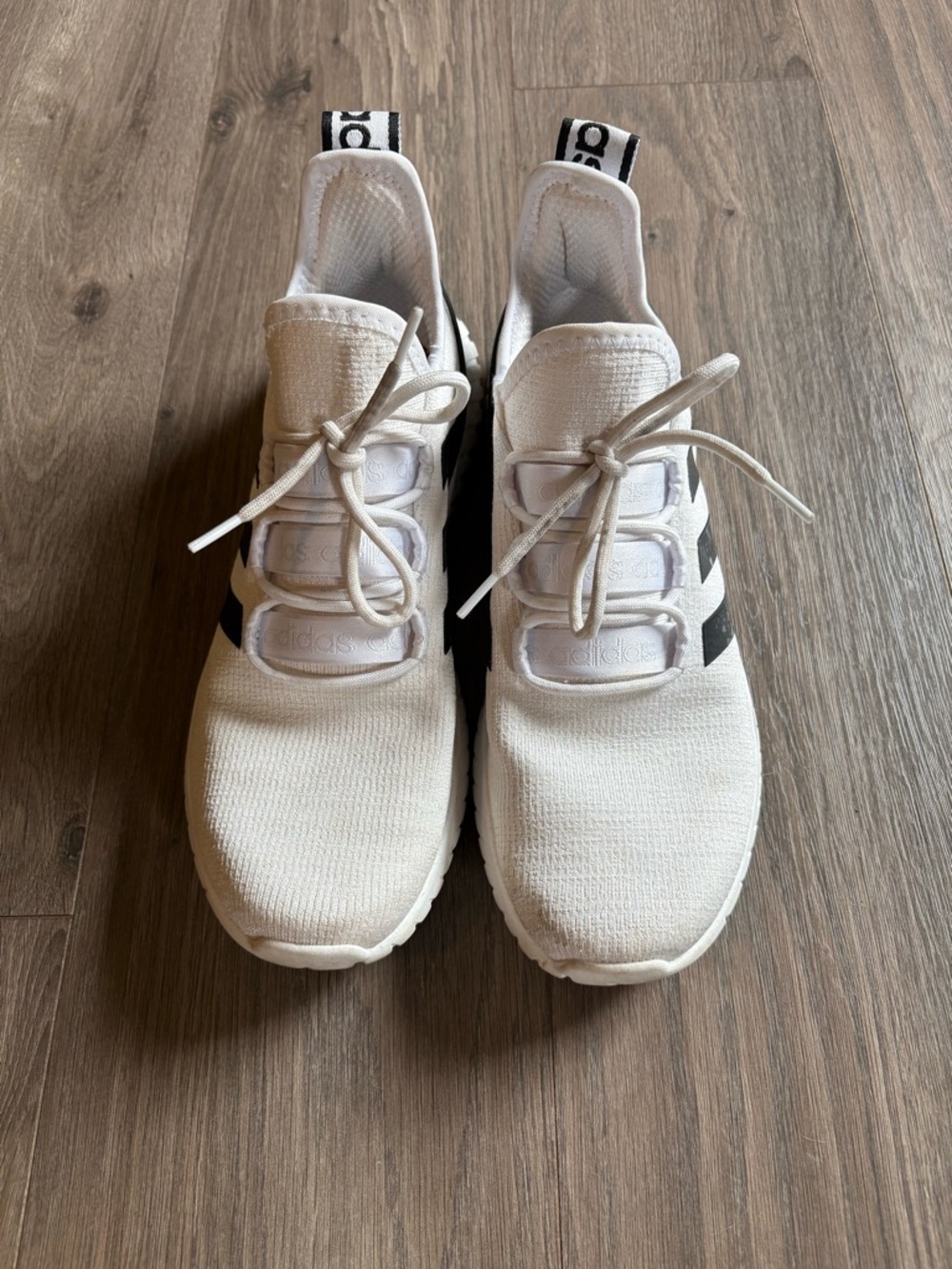 adidas White Sneakers with Black Stripes Slip-On Design men’s size 12